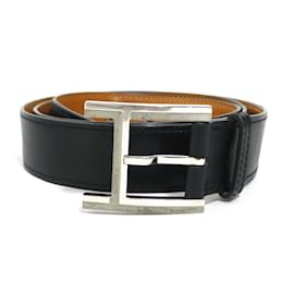 Hermès-Cinto de couro de bezerro preto Hermes para homem-Preto
