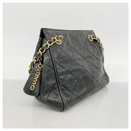 Chanel-Chanel Black Lambskin Shoulder Bag-Black