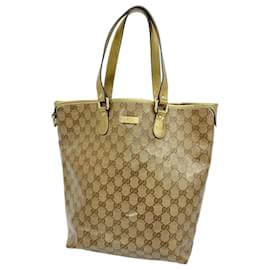 Gucci-Gucci Tote Bag GG Crystal-Brown,Golden