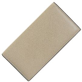 Valextra Oyster Gray Leather Bi-Fold Long Wallet Grey
