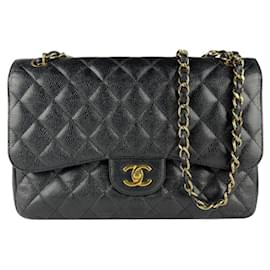 Chanel-Sac à épaule en cuir de veau grainé noir Chanel-Noir