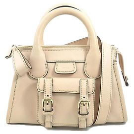 Bolsa Chloé Edith em couro rosa bege Bege