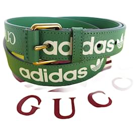 Gucci-Gucci Leather Belt in Green, White, and Gold-White,Golden,Green