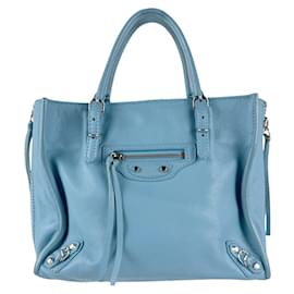 Balenciaga-Sac à main en cuir bleu Balenciaga-Bleu