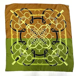 Hermès-Foulard en soie Hermes Carre 90 Eperon d'Or-Marron
