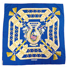 Hermès-Hermes Carre 90 AUX CHAMPS Field Scarf-Blue