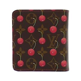 Louis Vuitton-Louis Vuitton Monogram Cherry Compact Zip Wallet-Brown,Red,Monogram