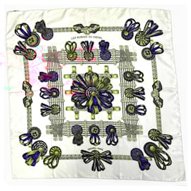 Hermès-Hermes Carre 90 LES RUBANS DU CHEVAL Horse Ribbon Scarf-White