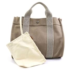 Hermès-Sac fourre-tout en coton marron Hermes-Marron
