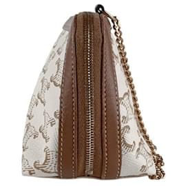Céline-Celine Brown and Off-White Shoulder Bag-Brown,Eggshell