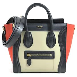 Céline-Celine Nubuck Leather Handbag-Brown,Black,Red