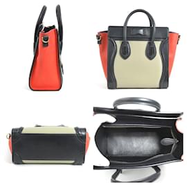Céline-Celine Nubuck Leather Handbag-Brown,Black,Red