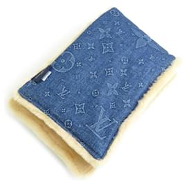 Louis Vuitton-Louis Vuitton Beige and Blue Stole-Blue,Beige