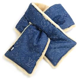 Louis Vuitton-Louis Vuitton Beige and Blue Stole-Blue,Beige