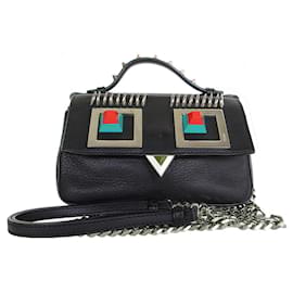 Fendi-Fendi Double Micro Baguette Shoulder Bag-Black,Silvery