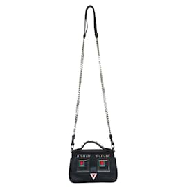 Fendi-Fendi Double Micro Baguette Shoulder Bag-Black,Silvery