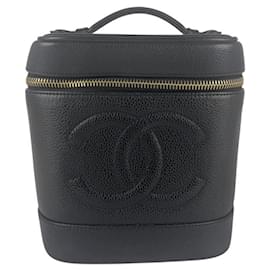 Chanel-Sac à main vanity en cuir de veau grainé noir Chanel-Noir