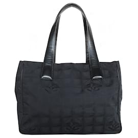 Chanel-Sac fourre-tout en nylon et cuir noir Chanel-Noir