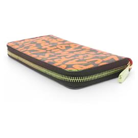 Louis Vuitton-Louis Vuitton Monogram Graffiti Zippy Wallet-Brown,Orange