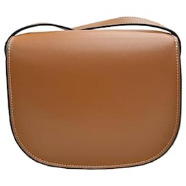 Céline-Celine Folco Cuir Triomphe Calfskin Shoulder Bag-Brown