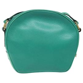 Céline-CELINE Shoulder Bag Leather Green Gold Auth KD318-Golden,Green
