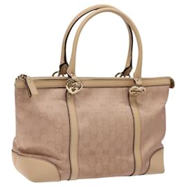 Gucci-GUCCI GG Canvas Lovely Tote Bag Pink Gold 257069 Auth 117391-Pink,Golden