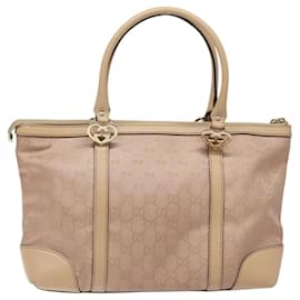 Gucci-GUCCI GG Canvas Lovely Tote Bag Pink Gold 257069 Auth 117391-Pink,Golden