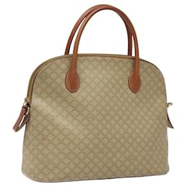Céline-CELINE Macadam Canvas Hand Bag PVC Beige Gold Auth 117394-Beige,Golden