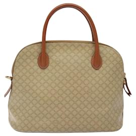Céline-CELINE Macadam Canvas Hand Bag PVC Beige Gold Auth 117394-Beige,Golden