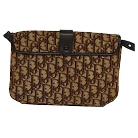 Christian Dior-Christian Dior Trotter Canvas Shoulder Bag Brown Gold Auth 118343-Brown,Golden