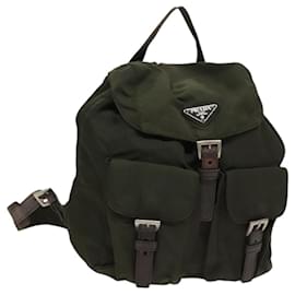Prada-PRADA Backpack Nylon Khaki Silver Auth ep8493-Silvery,Khaki