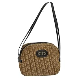 Christian Dior-Christian Dior Trotter Canvas Shoulder Bag Brown Auth 116492-Brown