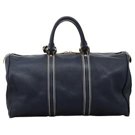 Louis Vuitton-LOUIS VUITTON Tobaco Keepall 50 Boston Bag Leather Navy M95136 LV Auth 117173-Navy blue