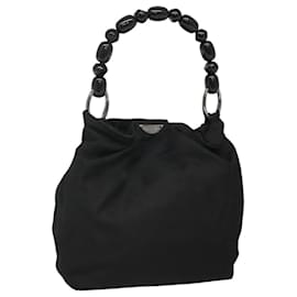 Christian Dior-Christian Dior Maris Pearl Shoulder Bag Nylon Black Silver Auth BA1374-Black,Silvery