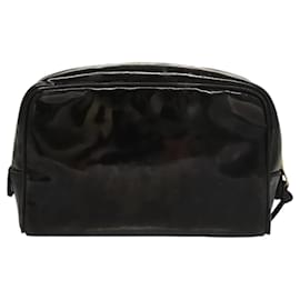 Chanel-CHANEL COCO Marque Vanity Pouch Cosmétique Émail Noir Or CC Auth bs24433-Noir,Doré