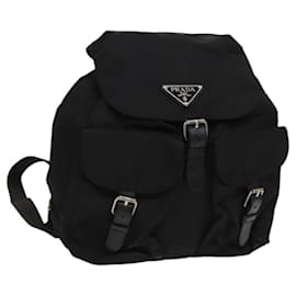 Prada-PRADA Backpack Nylon Black Silver Auth 117417-Black,Silvery