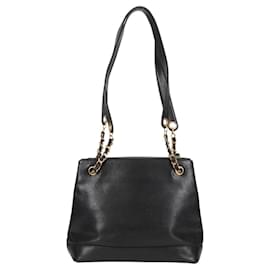 Chanel-CHANEL COCO Mark Chain Shoulder Bag Caviar Skin Black Gold CC Auth yk17868-Black,Golden
