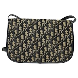 Christian Dior-Christian Dior Trotter Canvas Shoulder Bag Navy Gold Auth ar13413-Golden,Navy blue
