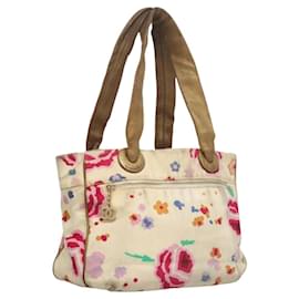 Chanel-CHANEL Sac Tote Toile Blanc CC Auth BA1187-Blanc