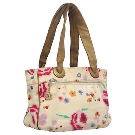 CHANEL Borsa Tote Canvas Bianca CC Auth BA1187 Bianco