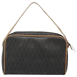 Christian Dior-Christian Dior Honeycomb Canvas Hand Bag PVC Black Auth BA1185-Black
