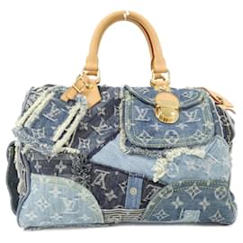Louis Vuitton-Louis Vuitton Monogram Denim Patchwork Speedy 30cm Boston Bag-Blue