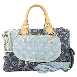 Louis Vuitton-Louis Vuitton Monogram Denim Patchwork Speedy 30cm Boston Bag-Blue