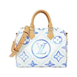 Louis Vuitton-Louis Vuitton Monogram Tile Speedy Bandouliere 25cm Boston Bag-Blue
