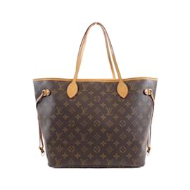 Louis Vuitton-Louis Vuitton Monogram Neverfull MM Handbag-Brown,Fuschia