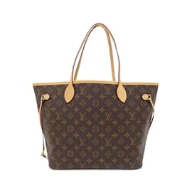 Louis Vuitton-Louis Vuitton Monogram Neverfull MM Handbag-Brown,Fuschia