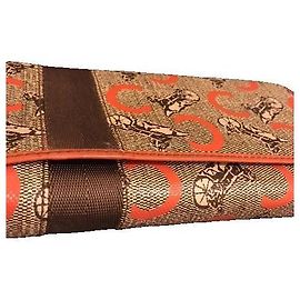 Céline Bi-Color Long Wallet Orange Beige Orange