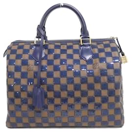 Louis Vuitton-Louis Vuitton Damier Paillette Speedy 30cm Boston Bag-Blue,Damier ebene