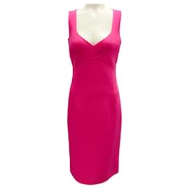 Michael Kors-Michael Kors Fuchsia Zinnia Sweetheart Neckline Sheath Dress-Pink