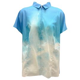Top de algodón con estampado de nube azul / blanco Akris Azul